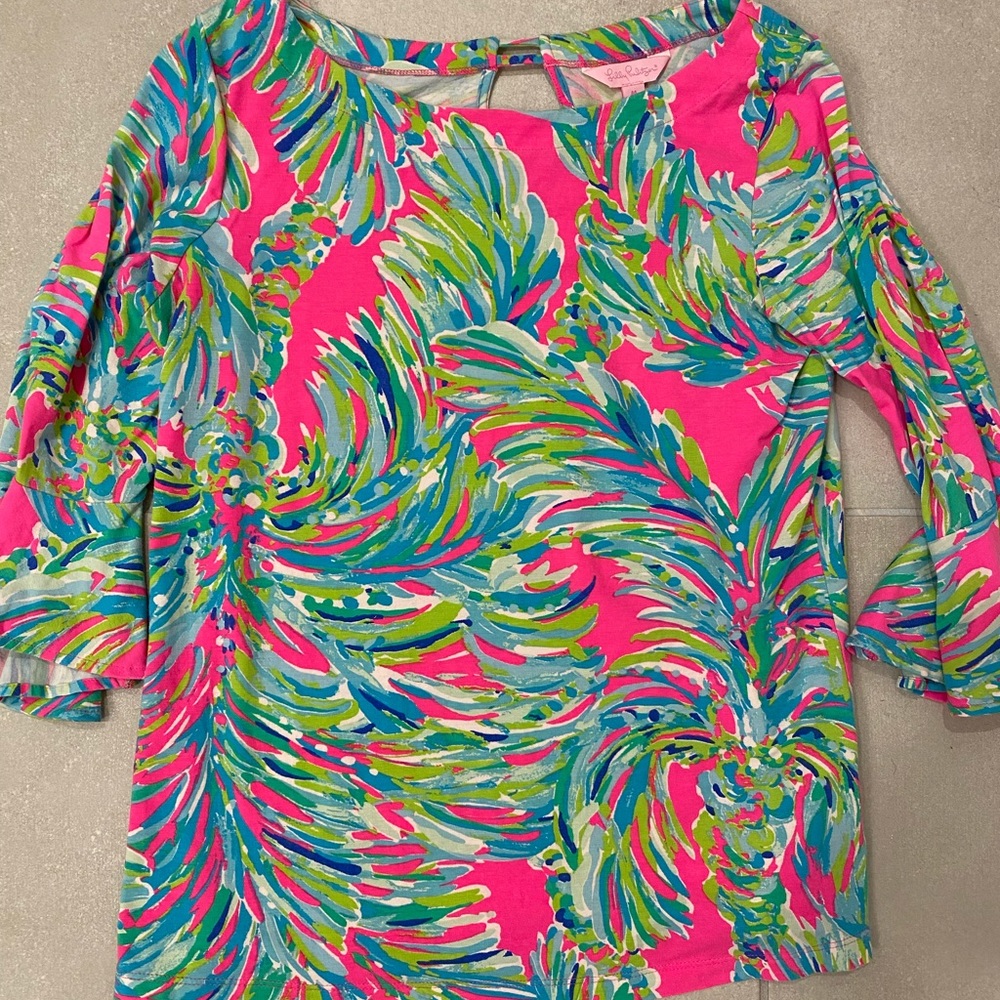 Lilly Pulitzer Waverly Ruffle Quarter Sleeve Top